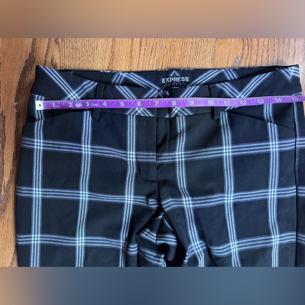 Express “Editor” Black and White Plaid Pants Slacks Size 4R - Picture 6 of 12